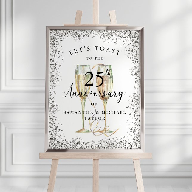 Silver Champagne 25. Hochzeitstag Willkommen Poster (Von Creator hochgeladen)