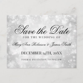 Silver Champagne Bokeh Elegant Save the Date Ankündigungspostkarte