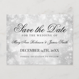 Silver Champagne Bokeh Elegant Save the Date Ankündigungspostkarte