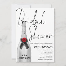 Silver Champagne Flasche Script Weißes Brautparty