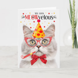 Silver Champagne Tabby Cat MEOWvelous Birthday Karte
