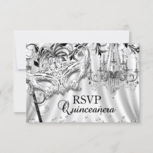 Silver Chandelier Masquerade Quinceanera UAWG RSVP Karte