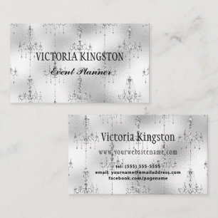 Silver Chandeliers Event Planner Business Card Visitenkarte