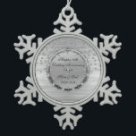 Silver Chic Diamonds 10. Hochzeitstag Schneeflocken Zinn-Ornament<br><div class="desc">Elegante silberne Wirbel 10. Hochzeitstag Schmuck.</div>