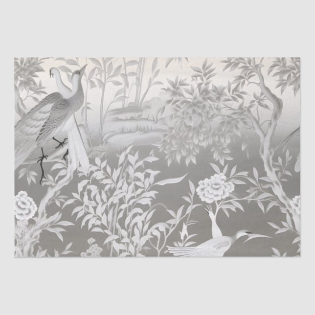 Silver Chinoiserie Tissue Paper Seidenpapier (Vorderseite)