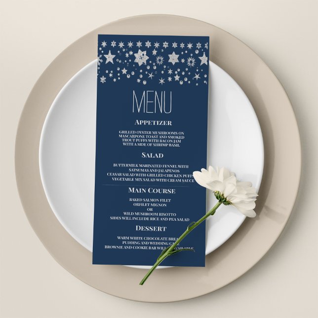 Silver Chirstmas Fee leichte Winter Wedding Menu Programm (Silver Chirstmas fairy light winter Wedding Menu)