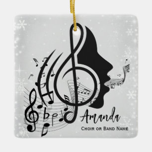 Silver Choir Director Gift Musical Notes Weihnacht Keramikornament