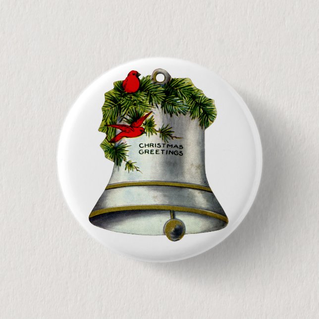 Silver Christmas Bell Button (Vorderseite)