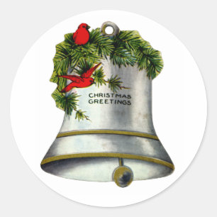 Silver Christmas Bell Runder Aufkleber