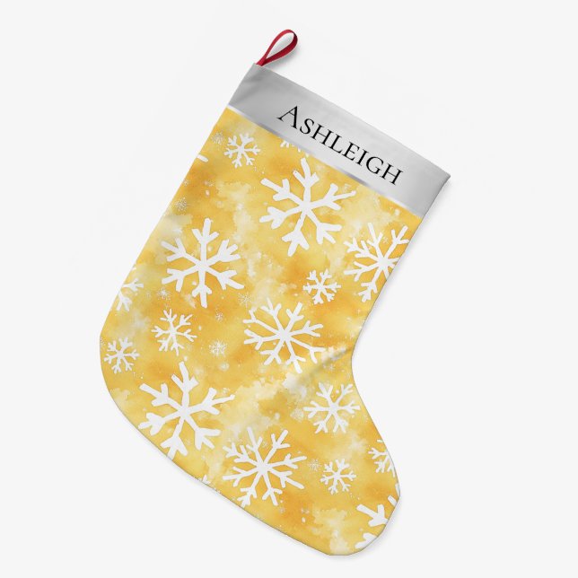 Silver Christmas Lila Button Rote Streifen Großer Weihnachtsstrumpf (Vorderansicht (hängend))