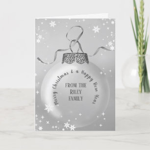 Silver Christmas Ornament mit Snowflakes Card Karte
