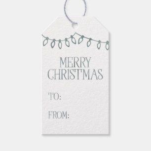Silver Christmas String Lights Gift Tags Geschenkanhänger