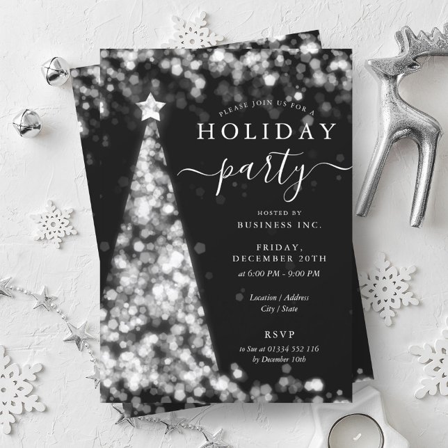 Silver Christmas Tree Company Holiday Party Einladung (Silver Christmas Tree Company Holiday Party Invitation)