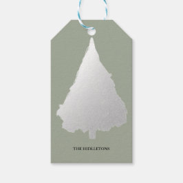 Silver Christmas Tree Modern Holiday Geschenkanhänger