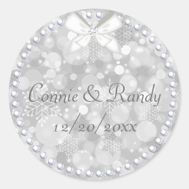 Silver Christmas Wedding Sticker Pearls (Vorderseite)