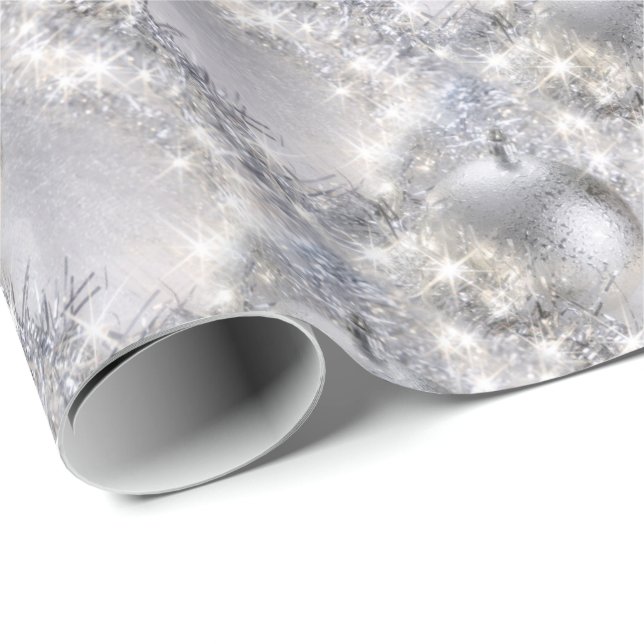 Silver Christmas Wrapping Paper Geschenkpapier (Rolleneckpunkt)