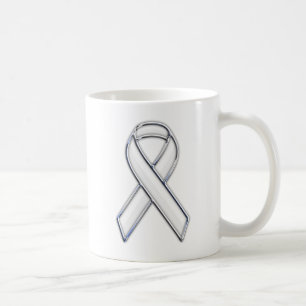 Silver Chrome Beliebte weiße Ribbon-Bewusstsein Tasse