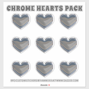 Silver Chrome Hearts Sticker Pack