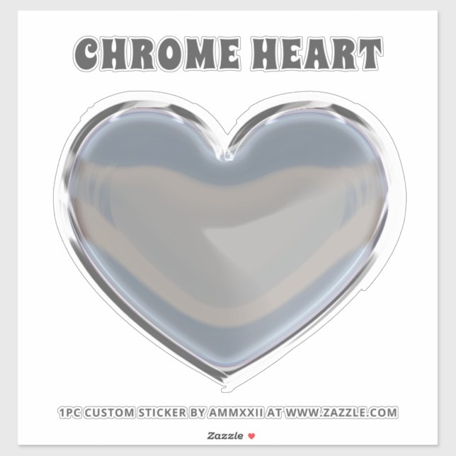 Silver Chrome Herz Aufkleber (Blatt)