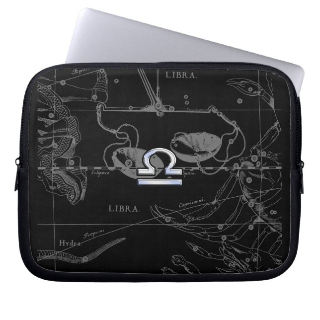 Silver Chrome Libra Zodiac Sign auf Hevelius Laptopschutzhülle (Vorderseite)