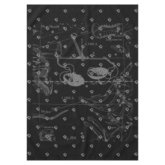 Silver Chrome Libra Zodiac Sign auf Hevelius Tischdecke (Vorderseite)