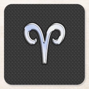 Silver Chrome Like Aries Zodiac Sign Rechteckiger Pappuntersetzer