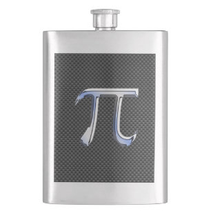 Silver Chrome like Pi Symbol auf Carbon Fibre Prin Flachmann
