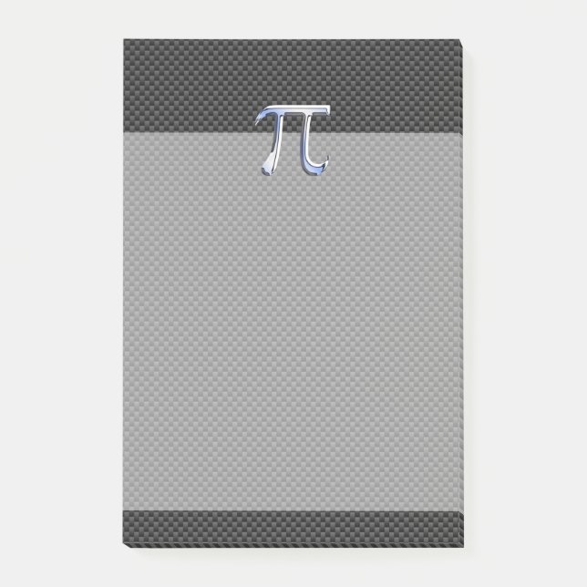 Silver Chrome like Pi Symbol auf Carbon Fibre Prin Post-it Klebezettel (Vorderseite)