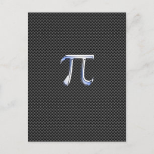 Silver Chrome like Pi Symbol auf Carbon Fibre Prin Postkarte