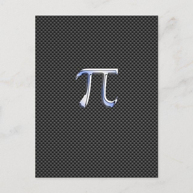 Silver Chrome like Pi Symbol auf Carbon Fibre Prin Postkarte (Vorderseite)