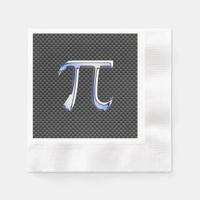 Silver Chrome like Pi Symbol auf Carbon Fibre Prin Serviette (Vorderseite)