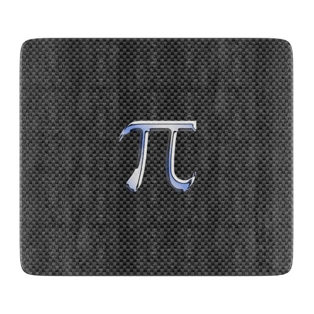 Silver Chrome Like Pi Symbol on Carbon Fiber Print Schneidebrett (Vorderseite)