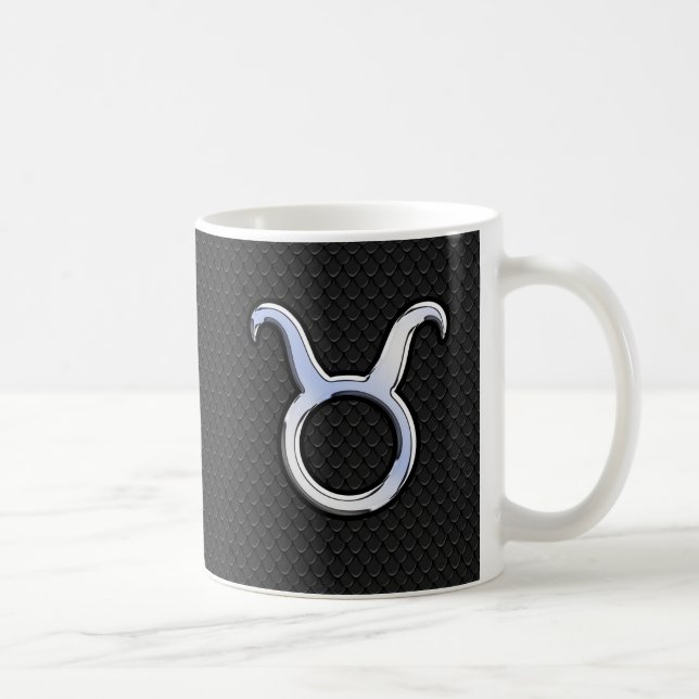 Silver Chrome like Taurus Zodiac Sign Decor Kaffeetasse (Rechts)