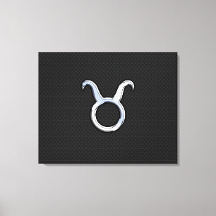 Silver Chrome like Taurus Zodiac Sign Leinwanddruck