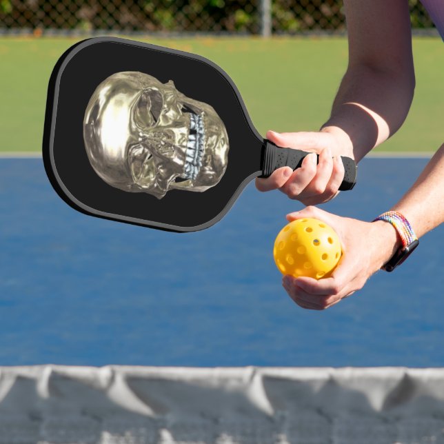 Silver Chrome Skull Pickleball Schläger (InSitu)