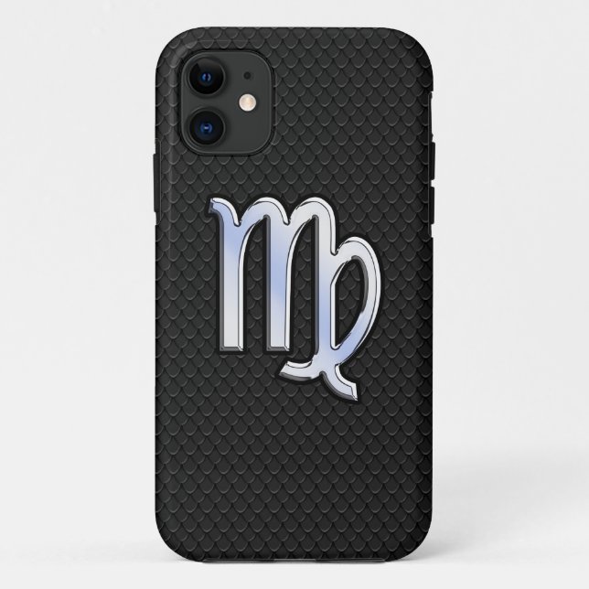 Silver Chrome Virgo Zodiac Sign auf Schlangenhaut Case-Mate iPhone Hülle (Rückseite)