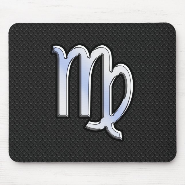 Silver Chrome Virgo Zodiac Sign auf Schlangenhaut Mousepad (Vorne)