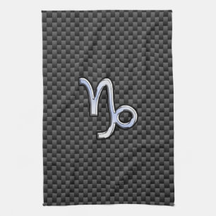 Silver Chrome wie Capricorn Symbol Carbon Fibre Handtuch