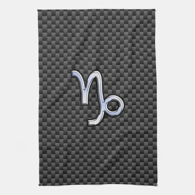 Silver Chrome wie Capricorn Symbol Carbon Fibre Handtuch (Vertikal)
