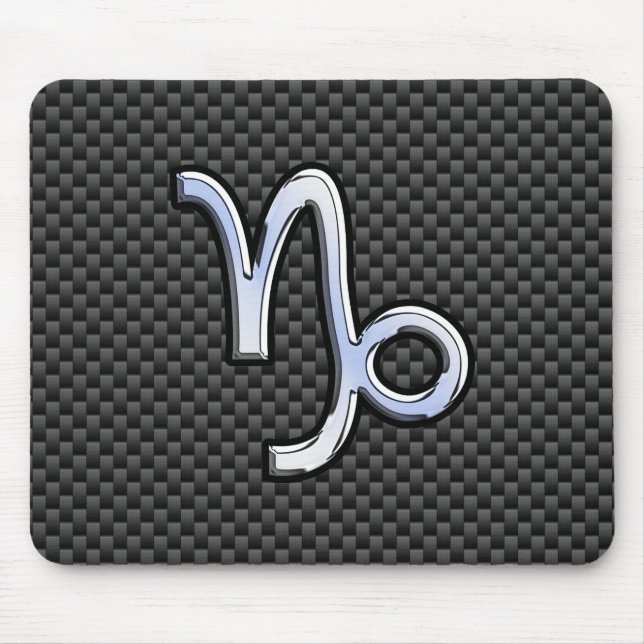 Silver Chrome wie Capricorn Symbol Carbon Fibre Mousepad (Vorne)