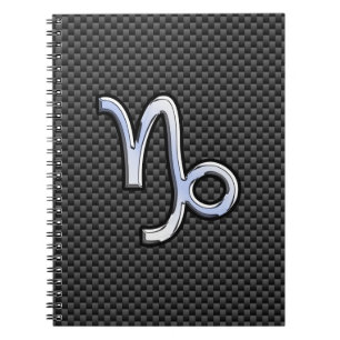 Silver Chrome wie Capricorn Symbol Carbon Fibre Notizblock