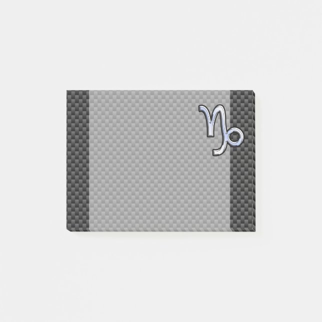 Silver Chrome wie Capricorn Symbol Carbon Fibre Post-it Klebezettel (Vorderseite)
