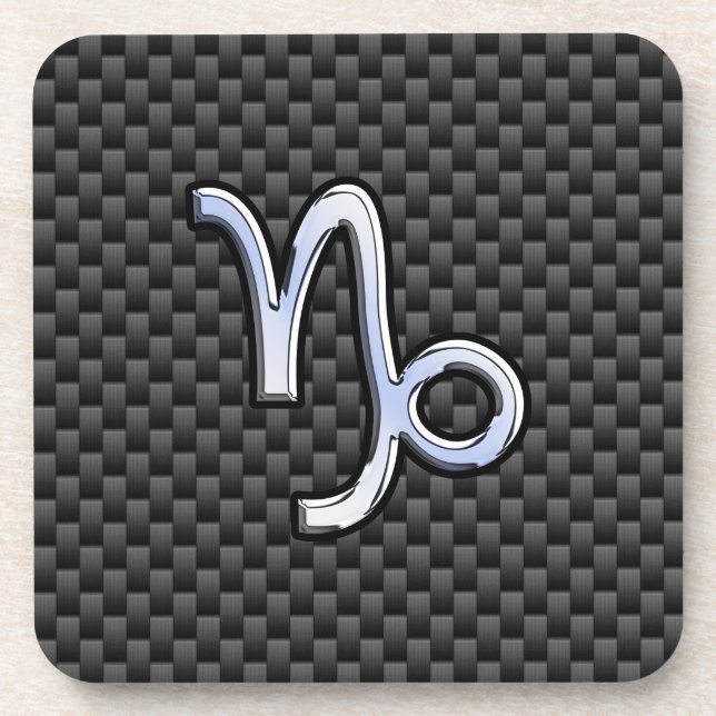 Silver Chrome wie Capricorn Symbol Carbon Fibre Untersetzer (Vorderseite)