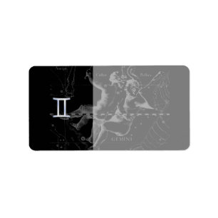 Silver Chrome wie Gemini Zodiac Sign auf Hevelius Adressaufkleber