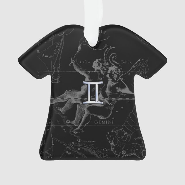 Silver Chrome wie Gemini Zodiac Sign auf Hevelius Ornament (Vorderseite)