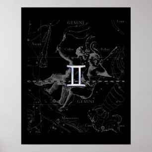 Silver Chrome wie Gemini Zodiac Sign auf Hevelius Poster