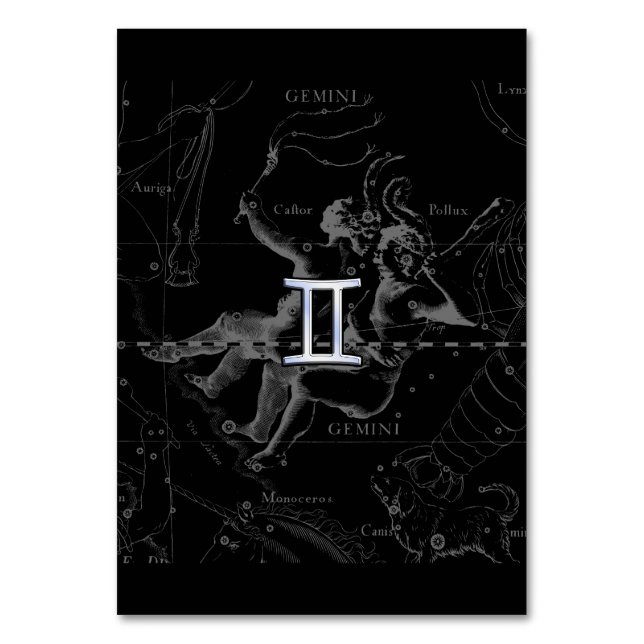 Silver Chrome wie Gemini Zodiac Sign auf Hevelius Tischnummer (Vorderseite)