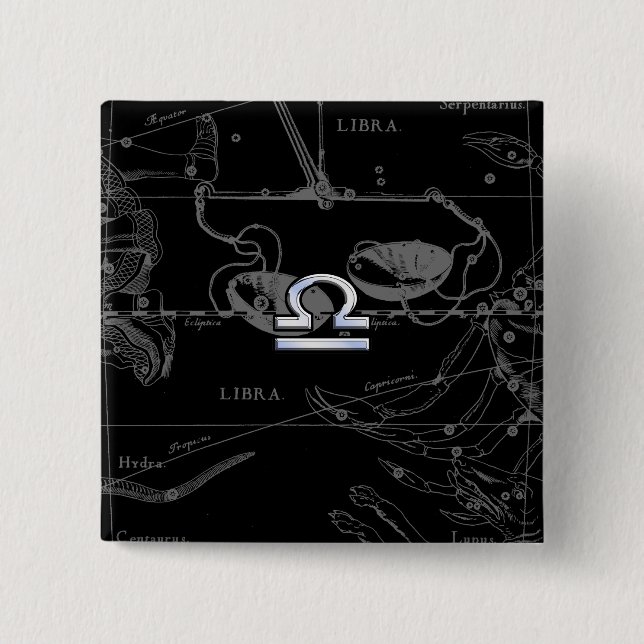 Silver Chrome wie Libra Zodiac Sign auf Hevelius Button (Vorderseite)
