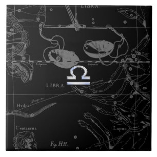 Silver Chrome wie Libra Zodiac Sign auf Hevelius Fliese