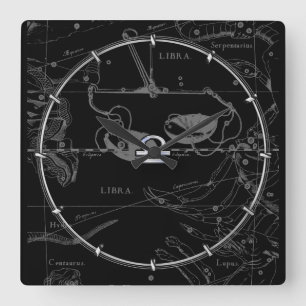 Silver Chrome wie Libra Zodiac Sign auf Hevelius Quadratische Wanduhr